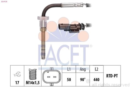 Sensor, eksostemperatur FACET 22.0125