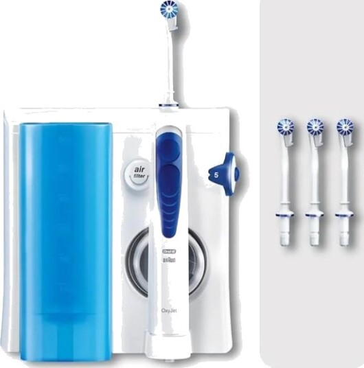 Oral-B Oxyjet Elektrisk Tannbørste med Innebygd Batteri og Ladestativ Hvit/Blå
