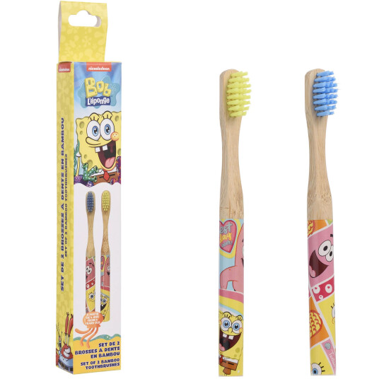 Sponge Bob Bamboo Tannbørster for barn 2 stk.