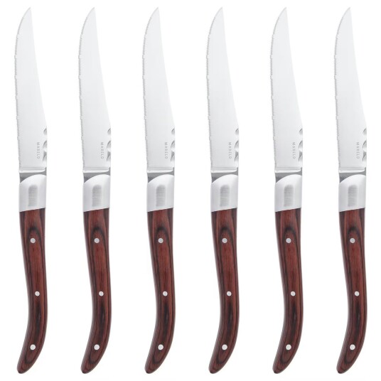 Mareld Steak Knives 6 pack Red Wood Mareld Steak Knives 6 pack Red Wood