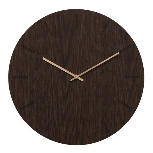 Hemverk - Dark Oak veggklokke 38 cm mørk eik m/kopper viser Hemverk - Dark Oak veggklokke 38 cm mørk eik m/kopper viser