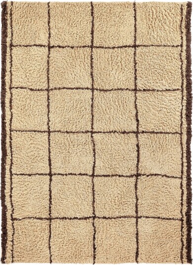 Ryetepper Lana Natural Cotton Shaggy beige/brun Størrelse: 240 x 340 cm