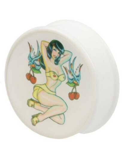 Utgått Esmeralda Pin up Girl Hvit Piercing Plugg