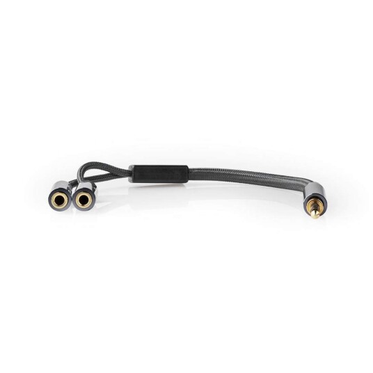 Nedis Stereo Lydkabel 3.5 Mm Han 2 Stk. Mm Hunn Gull Belagt 0.20 M Rund Grå / Gun Metal Deksel Vindusboks