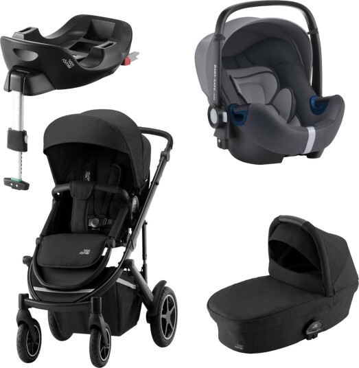 Britax Römer Premiumpakke Smile III Space Black Ink. Bagdel + Bilstol Babysafe2 Storm Grey Ink. Base