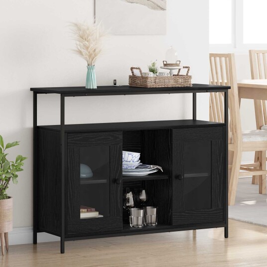 Serviesskap Svart Eik 100 x 35 x 80 cm Konstruert tre