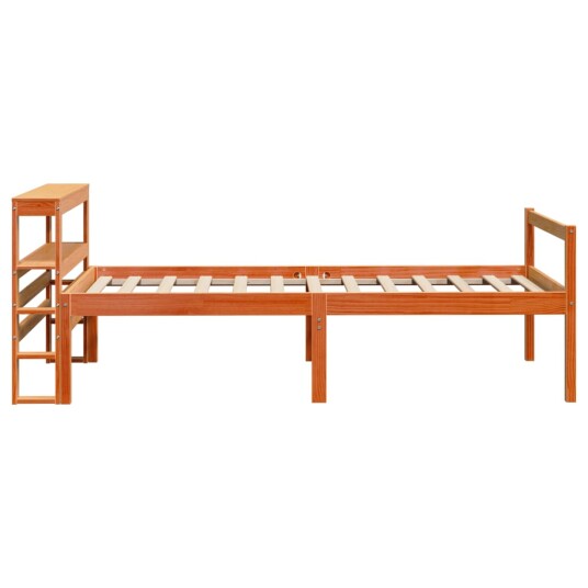 Sengeramme med hodegavl voksbrun 90x190 cm heltre furu