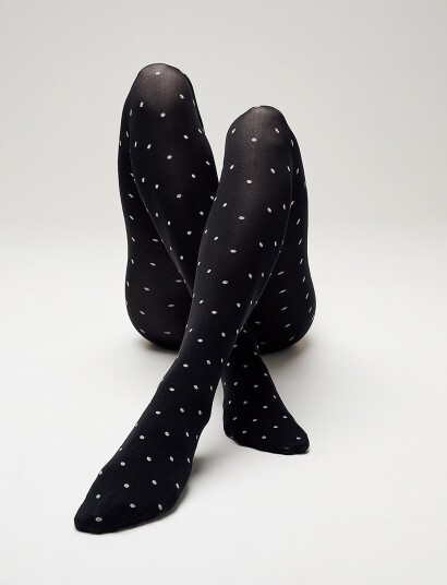 Sneaky Fox Dot Tights   Black   ONE SIZE