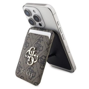 Guess 4G kortholder i metall med logo og stativ   MagSafe kompatibel   Brun