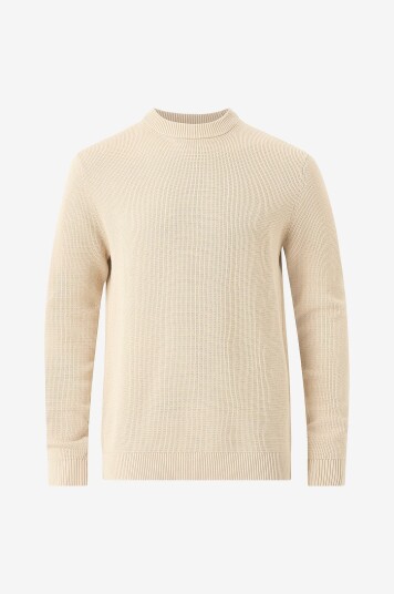 Selected Homme Genser Slhdane LS Knit Structure Crew Neck Beige