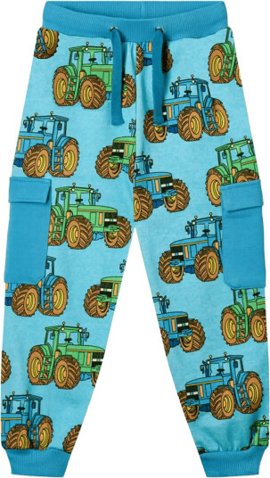 Småfolk Pants With Tractors Blue 98 104