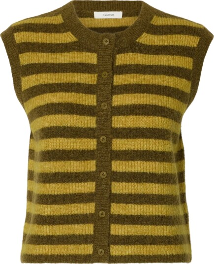 Selected Femme Lulu Button O Neck Vest Grønn L