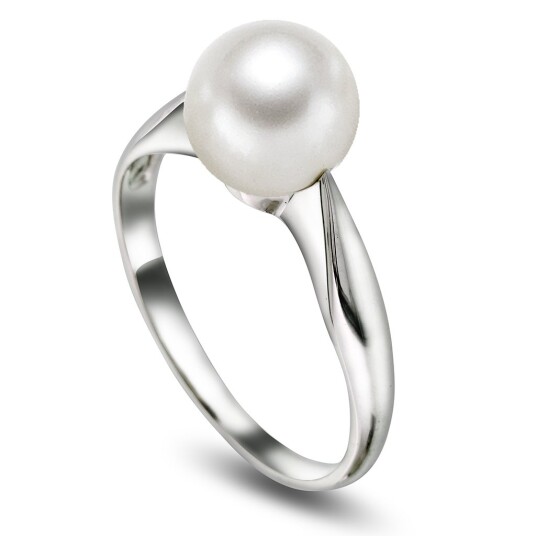 Pan Jewelry, Ring i 585 hvitt gull med kultivert ferskvannsperle, størrelse 54 Pan Jewelry, Ring i 585 hvitt gull med kultivert ferskvannsperle, størrelse 54