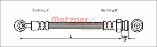 Bremseslange METZGER 4110405 Bremseslange METZGER 4110405
