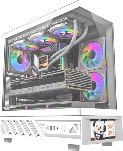 Darkflash DS950V Kabinett Display 6 Fans hvit DS950 SCRN WHT +6F