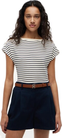 Tommy Hilfiger Gold Btn Cap Slv Boat Nk Tee Cream XXS