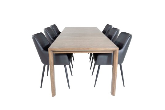 Venture Design Slider & Comfort spisegruppe Natur/svart 6 st stoler & bord 170 x 95 cm