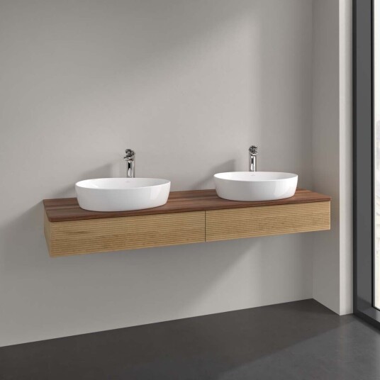 Villeroy & Boch  Antao Servantskap med 2 skuffer 160x50x19 cm m/lys Eik/Valnøtt