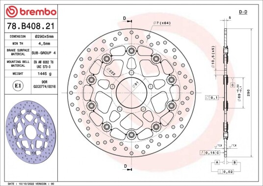 Bremseskive BREMBO 78B40821