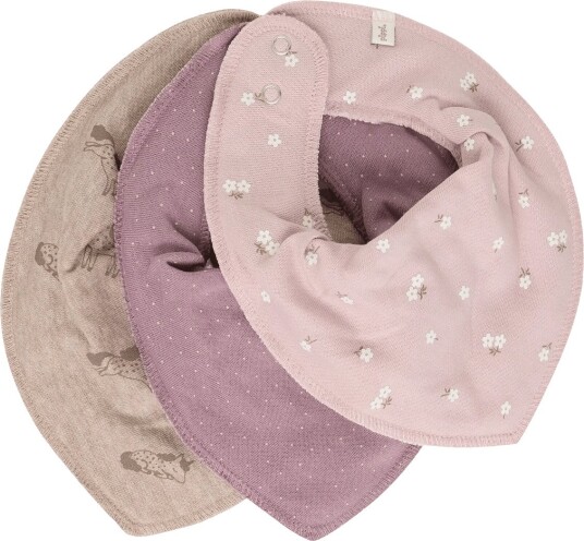 Pippi Bandana Bib Girl -Aop (3-Pack) - ELDERBERRY - One Size