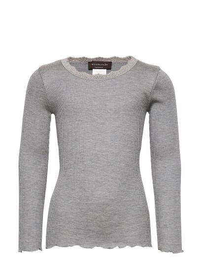 Rosemunde Kids Beatha Silk T-Shirt W/ Lace Grey 116 Rosemunde Kids Beatha Silk T-Shirt W/ Lace Grey 116