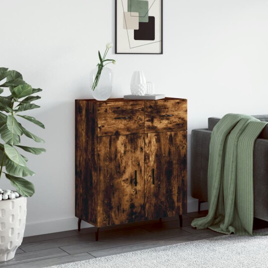 vidaXL Skjenk røkt eik 69,5x34x90 cm konstruert tre vidaXL Skjenk røkt eik 69,5x34x90 cm konstruert tre