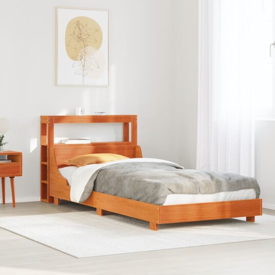 Sengeramme uten madrass voksbrun 90x190 cm heltre furu 3306443