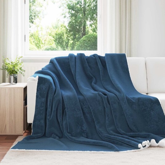 vidaXL Kastteppe Marineblå 240 x 270 cm Fleece