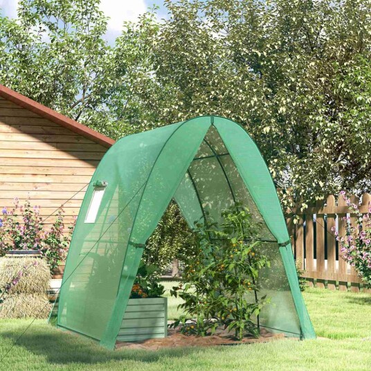 Drivhus med rulledør, 2 vinduer, vintertett drivhus i stålfolie, drivhus for balkong, hage, tomathus 180 x 180 x 200 cm, tomatdr Drivhus med rulledør, 2 vinduer, vintertett drivhus i stålfolie, drivhus for balkong, hage, tomathus 180 x 180 x 200 cm, tomatdr