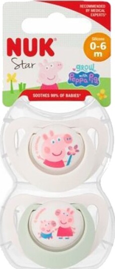 Nuk Star Silikon Smokker 0-6 mnd Peppa Gris 2 pk Nuk Star Silikon Smokker 0-6 mnd Peppa Gris 2 pk