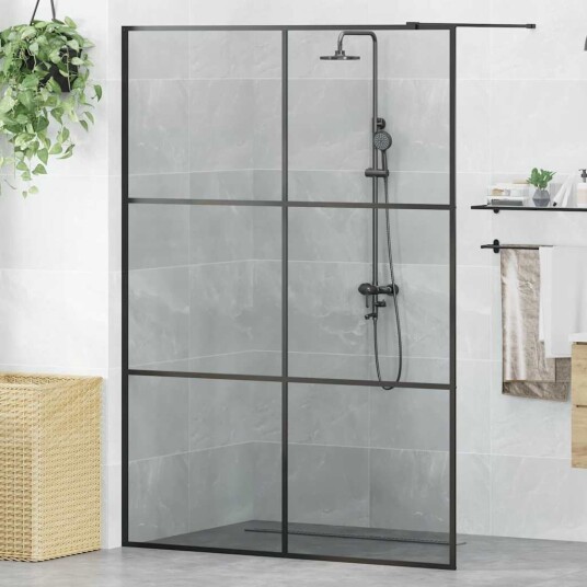 Walk in Dusjvegg Svart 140 x 195 cm herdet glass
