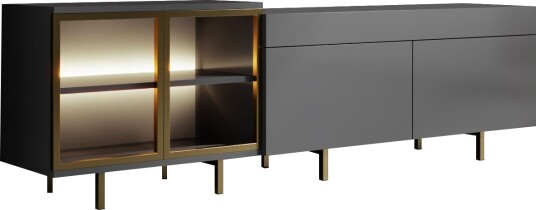 Seyring TV-benk 190 cm - Antrasitt og gull