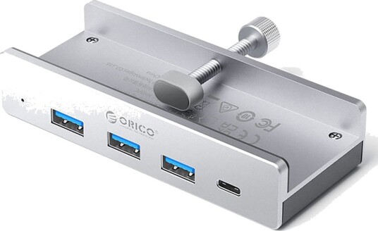 Orico MH4PC USB-hub med Klemfeste USB-C, 3x USB-A 3.0 og USB-C 3.0 Sølv