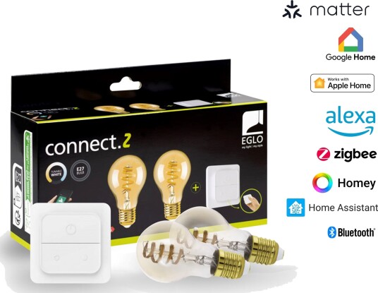 Eglo Connect Z E27 Smartpærer Med Glødetråd – 2 Pakning Med Bryter Eglo Connect Z E27 Smartpærer Med Glødetråd – 2 Pakning Med Bryter
