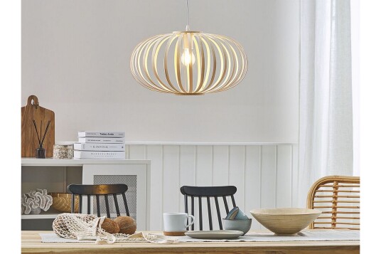 Taklampe Luneburg Oval Bambus / Lysebrun