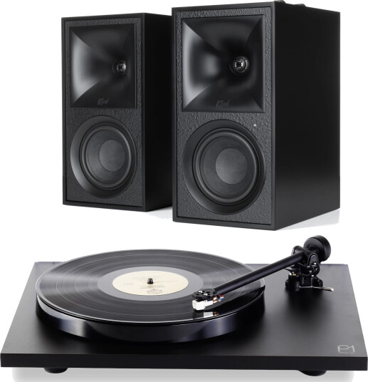 Klipsch The Fives / Rega Planar 1 ECO Aktive høyttalere og platespiller - Sort