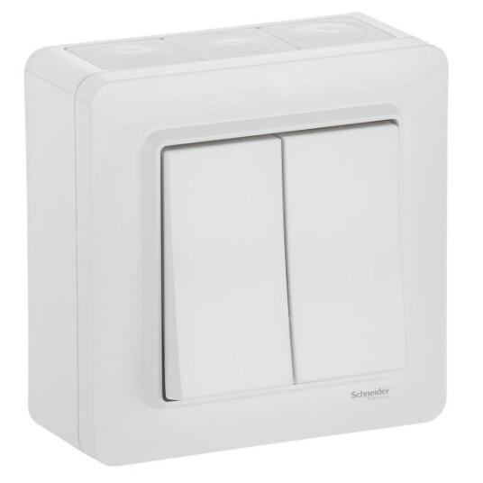 Schneider Electric WDE002974 Strømbryter utvendig, IP44, hvit Krone