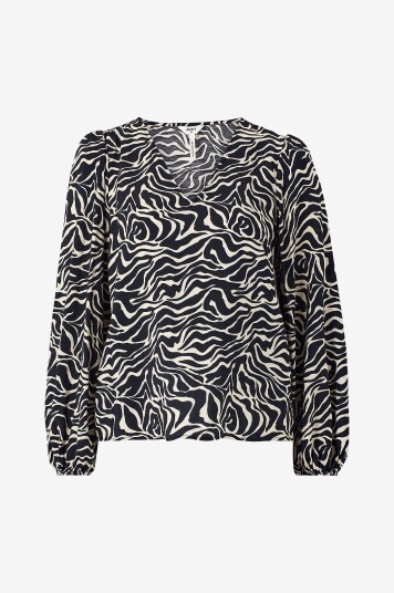 Object - Bluse objLeonora L/S V-neck Top - Svart