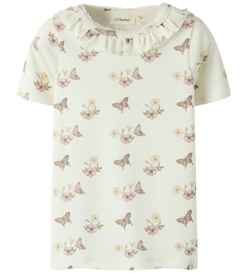 Lil" Atelier T skjorte NmfLayo Coconut Melk/Flower Lil Atelier 2 år 92 T skjorte Hvit Lilla