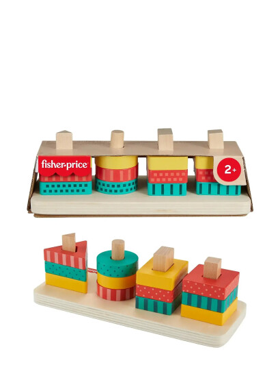 Fisher-Price Wooden Shape Stacker - Multi/patterned - ONE SIZE Fisher-Price Wooden Shape Stacker - Multi/patterned - ONE SIZE
