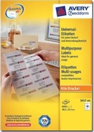 Avery Zweckform Universal Papir Permanent Klebemiddel Hvit 48,5 X 25,4 Mm 8000 EtikettR 200 Ark X 40 Etiketter
