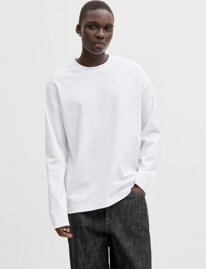 Jack & Jones Jjebarron Tee Ls O Neck Sn White XXL