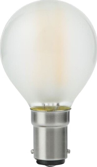Spl Ba15d 4W dimbar LED kronepære G45 filament matt glass 2500K Dimbar : Dimbar Kulør : Ekstra varm Spl Ba15d 4W dimbar LED kronepære G45 filament matt glass 2500K Dimbar : Dimbar Kulør : Ekstra varm