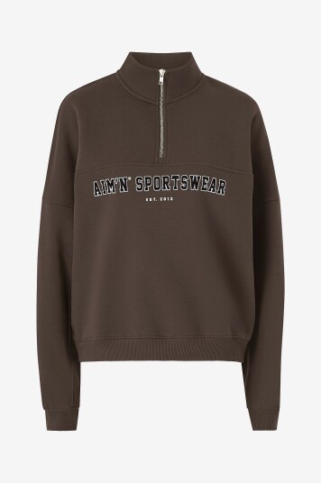 Aim'n - Collegegenser Varsity Sweat Half Zip - Brun