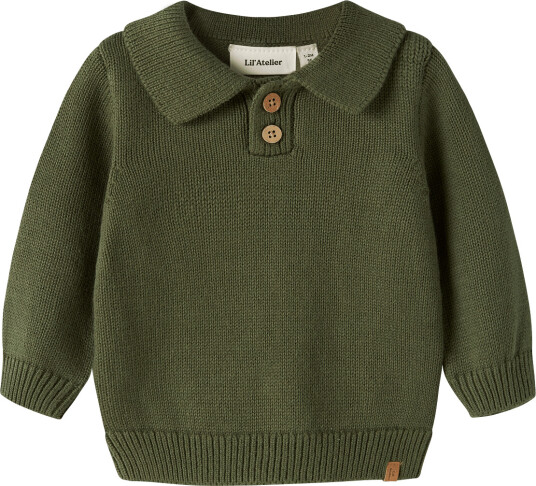 Lil"Atelier Nbmolo Ls Knit Polo Lil Khaki green 56 Lil"Atelier Nbmolo Ls Knit Polo Lil Khaki green 56
