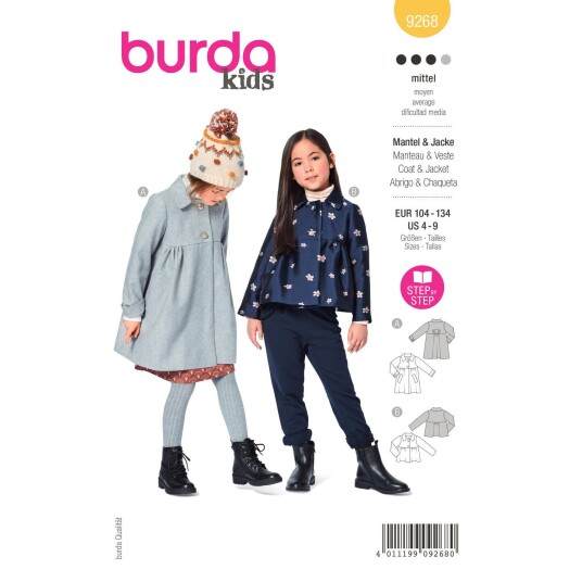 Burda 9268 - Kåpe EUR: 104-134, US: 4-9