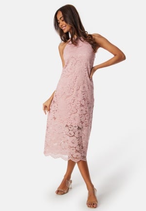 Y.A.S Milda Lace Halterneck Midi Dress Pale Mauve S