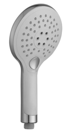 Adora Motus Hånddusj Ø 120 mm, 3 stråletyper, hvit/forkrommet, Baderom