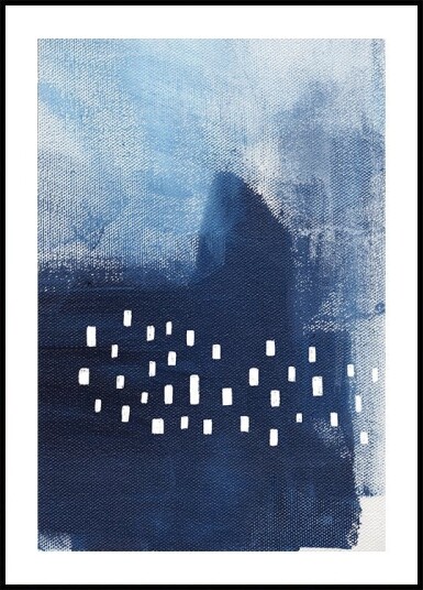 Blue Hues And White Rectangular Elements Plakat / 30x40cm