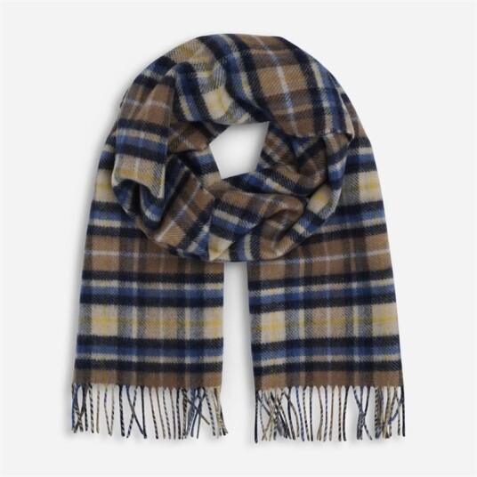 Joshua Ellis Reversible Classic Check Cashmere Blend Scarf Beige-Blue Check Joshua Ellis Reversible Classic Check Cashmere Blend Scarf Beige-Blue Check